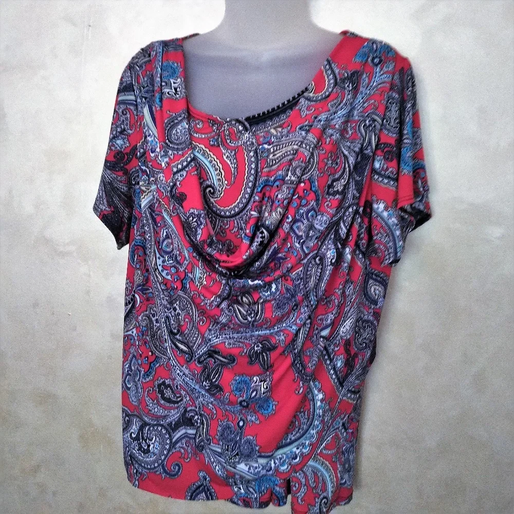 Roz & Ali Draped Front Top Like New 1X - Picture 1 of 4